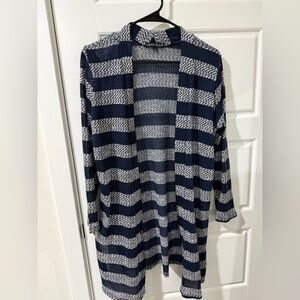 Navy and White Striped Cardigan